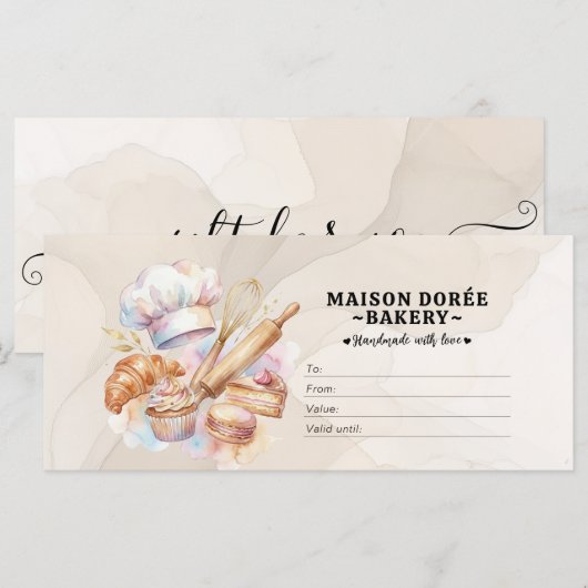 Bakery Store Pastry Chef Desserts Gift Certificate (Vorne/Hinten)