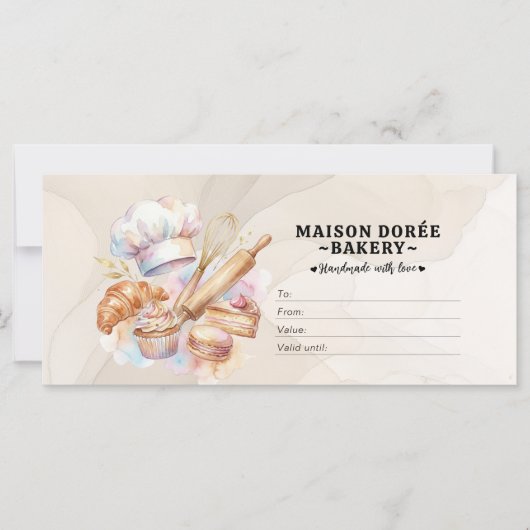 Bakery Store Pastry Chef Desserts Gift Certificate (Vorderseite)