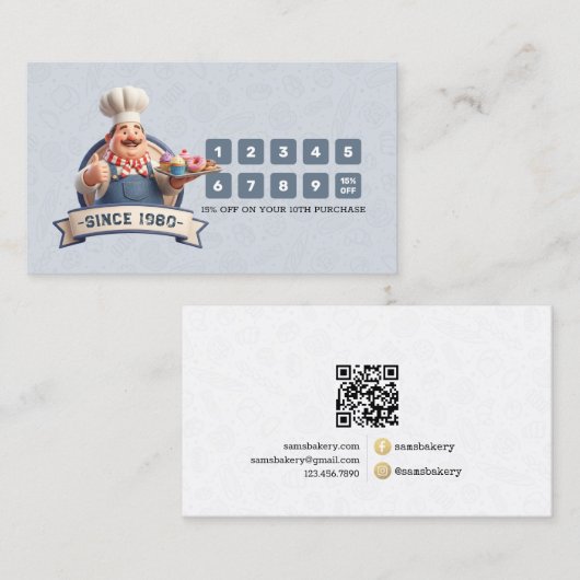 Bakery Store Pastry Chef Desserts Loyalty Punch Treuekarte (Vorne/Hinten)