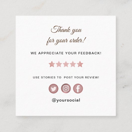 Bakery Thank you Quadratische Visitenkarte (Rückseite)