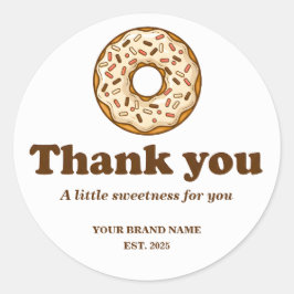 Bakery Thank You Sticker Brown Donut Illustration 