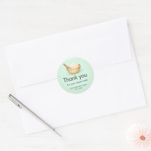 Bakery Thank You Sticker Custom Mint Green Design (Umschlag)