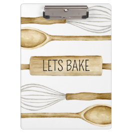 Bakery Watercolor Utensils Kitchen Clipboard Klemmbrett