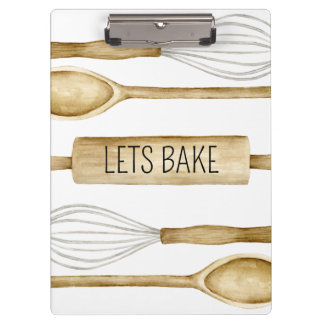 Bakery Watercolor Utensils Kitchen Clipboard Klemmbrett