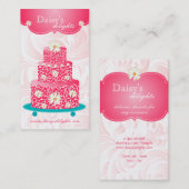 Bakery Wedding Cake Pastry Chef Pink Floral Daisy Visitenkarte (Vorne/Hinten)