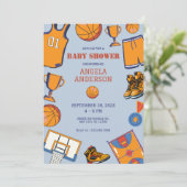 Baketball-Babydusche Einladung (Stehend Vorderseite)