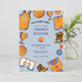 Baketball-Geburtstagseinladung Einladung (Stehend Vorderseite)