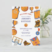 Baketball-Geburtstagseinladung Einladung (Stehend Vorderseite)