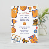 Baketball-Geburtstagseinladung Einladung (Stehend Vorderseite)