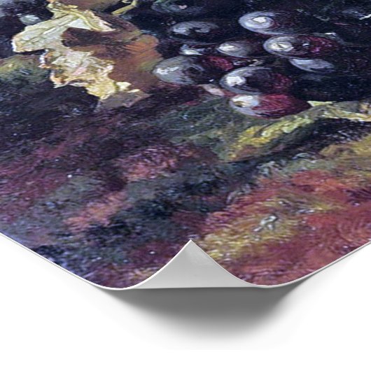 Bakhuyzen - Blaue Trauben und Pfirsiche Poster (Ecke)