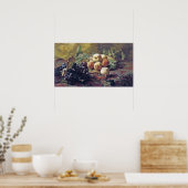 Bakhuyzen - Blaue Trauben und Pfirsiche Poster (Küche)