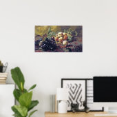 Bakhuyzen - Blaue Trauben und Pfirsiche Poster (Heimbüro)