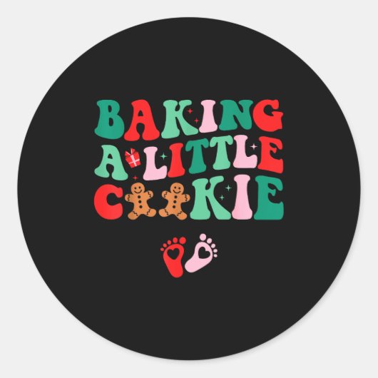 Baking A Little Cookie Cute Christmas Pregnancy An Runder Aufkleber (Vorderseite)