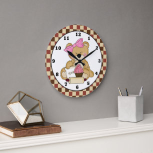 Baking Bear Cartoon Küchenwanduhr Große Wanduhr