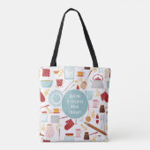 Baking billiger als Therapie Funny Kitchen Blue Tasche (Rückseite)