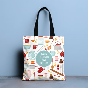 Baking billiger als Therapie Funny Kitchen Blue Tasche