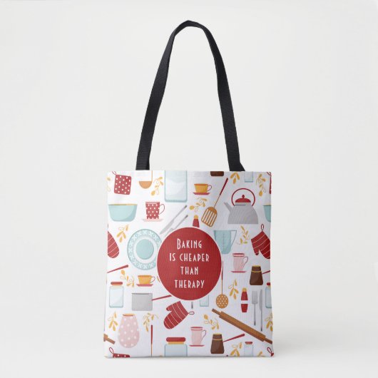 Baking billiger als Therapie Funny Kitchen Red Tasche (Vorderseite)