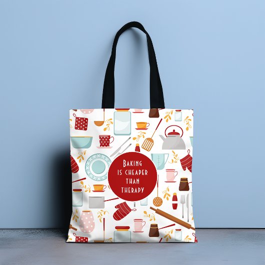 Baking billiger als Therapie Funny Kitchen Red Tasche