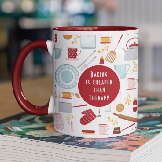 Baking billiger als Therapie Funny Kitchen Red Tasse