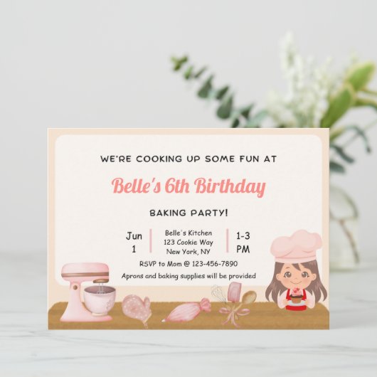 Baking Birthday Party Einladung (Stehend Vorderseite)
