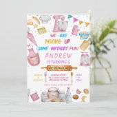 Baking Birthday Party Girl Cooking Einladung (Stehend Vorderseite)