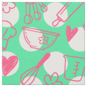 Baking-Doodle auf Punkten - Rosa & Grün Stoff (Nahaufnahme)