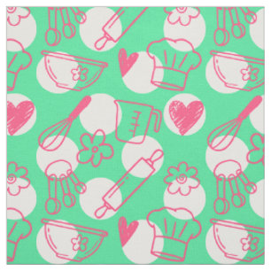 Baking-Doodle auf Punkten - Rosa & Grün Stoff