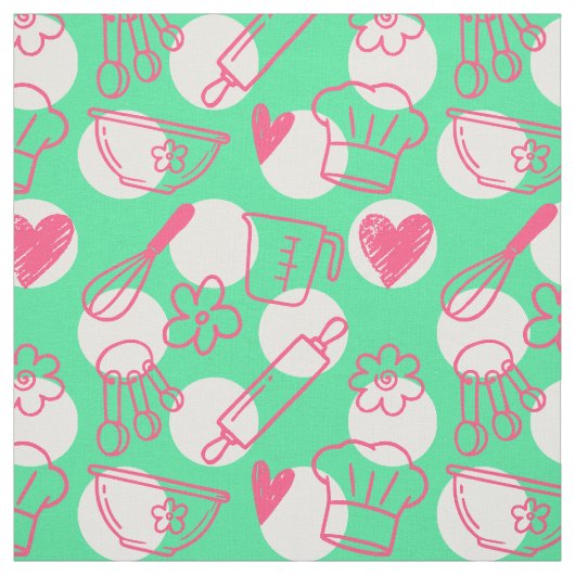 Baking-Doodle auf Punkten - Rosa & Grün Stoff (Muster)