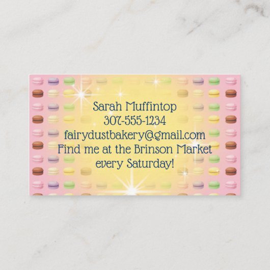 Baking Fee magic stars macaroon Cookies Bäckerei Visitenkarte (Rückseite)