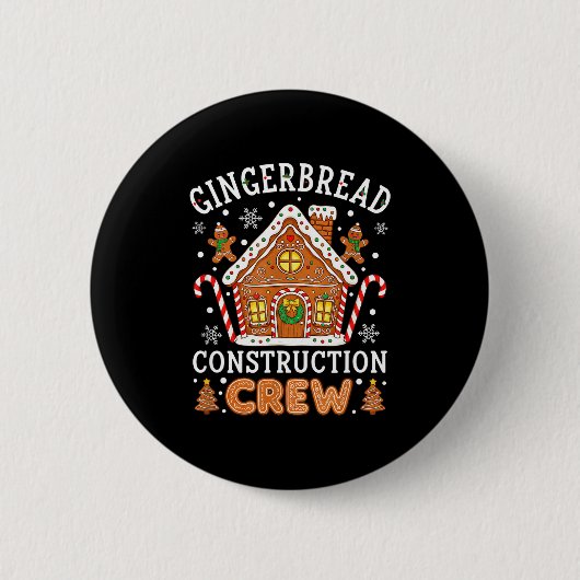 Baking Gingerbread House Construction Crew Christm Button (Vorderseite)