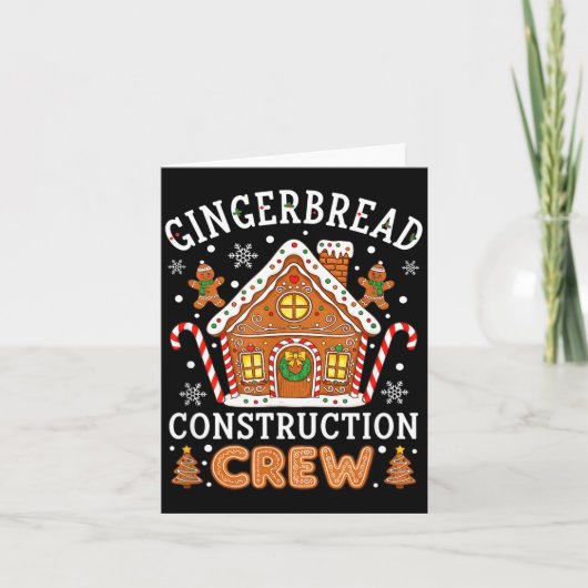 Baking Gingerbread House Construction Crew Christm Karte (Vorderseite)