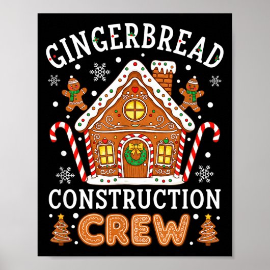 Baking Gingerbread House Construction Crew Christm Poster (Vorne)