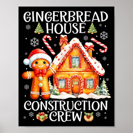 Baking Gingerbread House Construction Crew Christm Poster (Vorne)