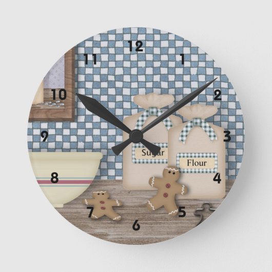 Baking Gingerbrett Wall Clock Runde Wanduhr (Vorderseite)