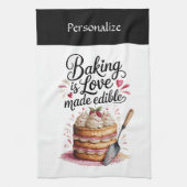 Baking Is Love Quote Kitchen Baker Personalized Geschirrtuch (Vertikal)