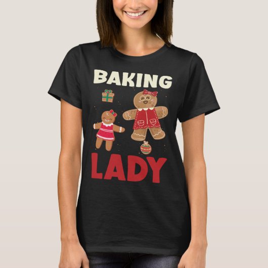 Baking Lady Christmas Gingerbread Cookies T-Shirt (Vorderseite)
