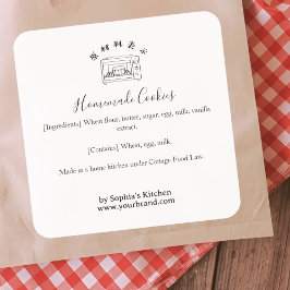 Baking Oven Minimalist Bakery Ingredient Product Quadratischer Aufkleber