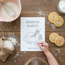 Baking Party Activity Sheet | Kids Coloring Card