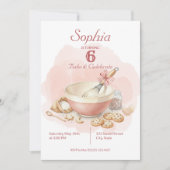 Baking Party Birthday Girls | Elegant Soft Pastel Einladung (Vorderseite)