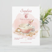 Baking Party Birthday Girls | Elegant Soft Pastel Einladung (Stehend Vorderseite)