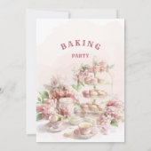 Baking Party Birthday Girls | Elegant Soft Pastel Einladung (Rückseite)