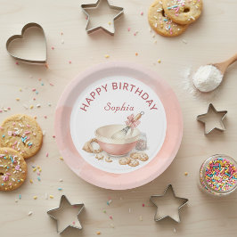 Baking Party Girls Birthday Elegant Bowl & Whisk Pappteller