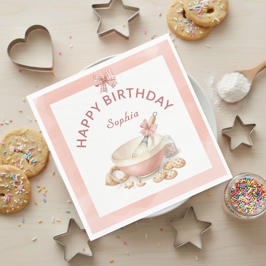Baking Party Girls Birthday Elegant Bowl & Whisk Serviette