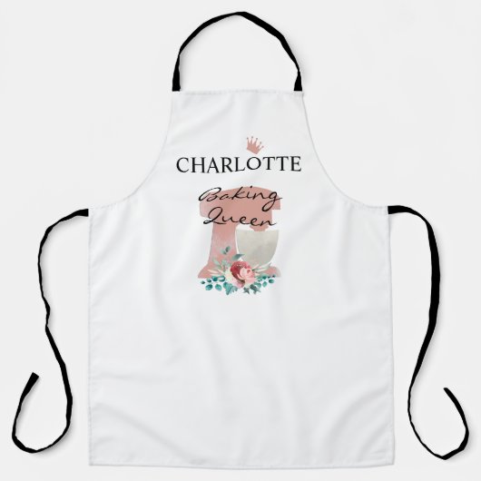 Baking Queen! Küchenmaschine & Blumen Schürze (Vorderseite)