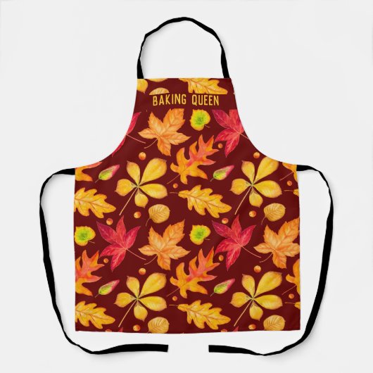 Baking Queen Watercolor Autumn belässt Schürze (Vorderseite)