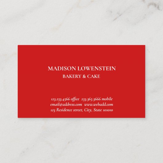 Baking Red Whiskaterer Konditorei Koch Moderner Visitenkarte (Rückseite)