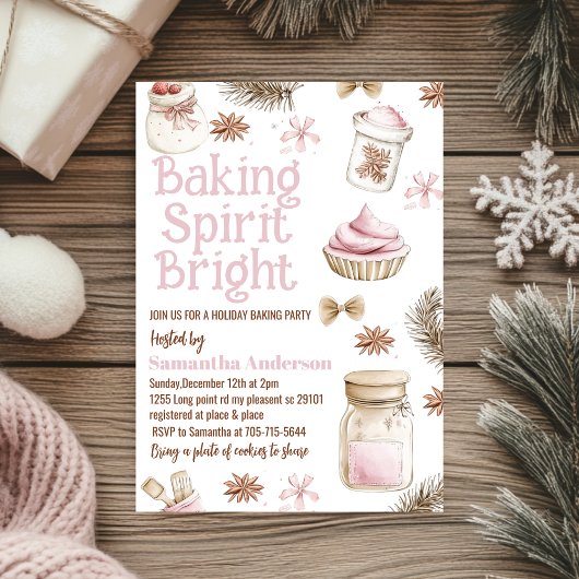 Baking Spirit Bright Pastel Pink Cookie Exchange Einladung