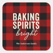 Baking Spirits Bright Buffalo Plaid Christmas Quadratischer Aufkleber (Vorderseite)