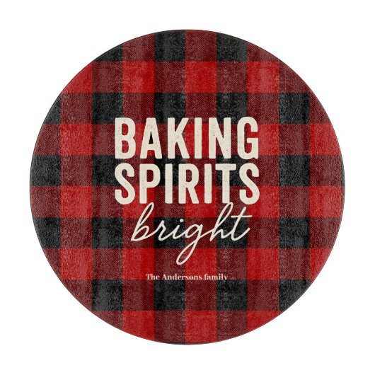 Baking Spirits Bright Buffalo Plaid Christmas Schneidebrett (Vorderseite)