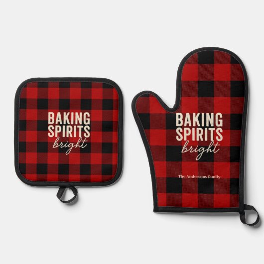 Baking Spirits Bright Buffalo Plaid Ofenhandschuh & Topflappen-Set (Vorderseite)